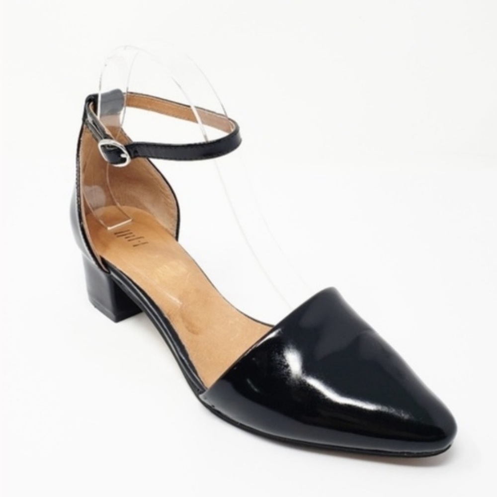 J.Jill black patent leather ankle strap heels
